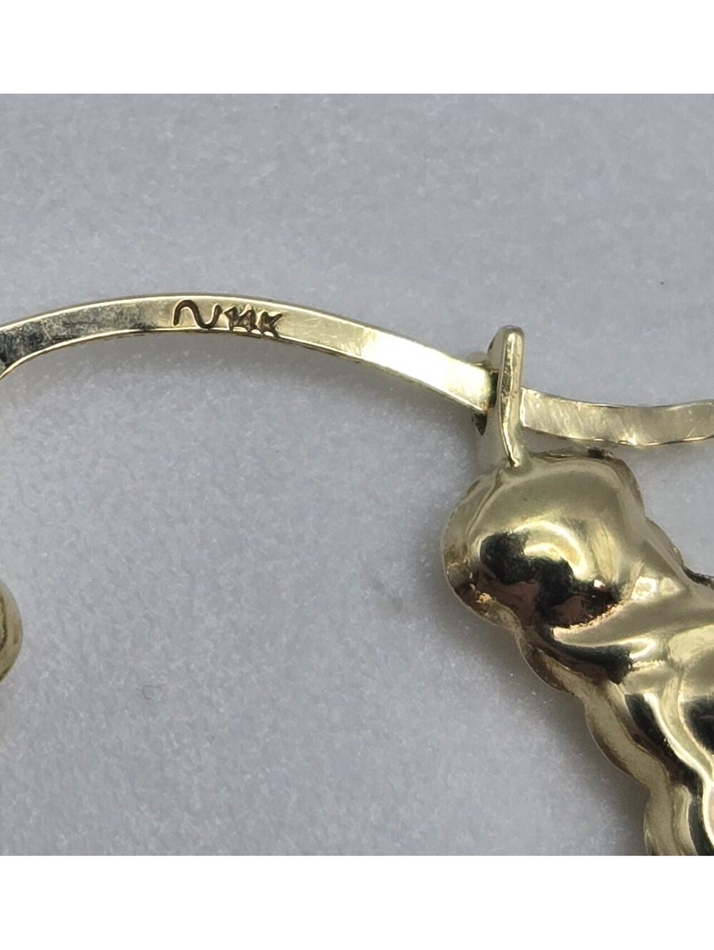 NEW 14K Gold Heart Hoop Earrings, 18.75mm, Love Hearts Yellow Gold Hoops, ITALY - Picture 8 of 9